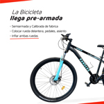 Bicicleta Mountain Bike MTB Randers Turquesa R29 SHIMANO 21V