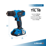 Taladro Atornillador De Mano Inalambrico Logus 18v Litio