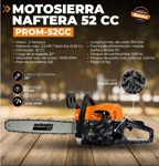 Motosierra Explosion 52cc 2.5hp 11000rpm Espada 20 Prom52