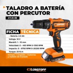 Taladro Atornillador Percutor Lusqtoff 18v Inalambrico 2 Bat