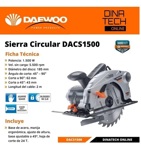 Sierra Circular Electrica Daewoo Dacs1500 185m 1500w 5500rpm