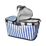 Canasta Termica Rayada Grande Plegable Picnic Aluminio Lunchera