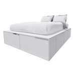 Cama Box EMC 2 Plazas 1,40m con 6 Cajones y 2 Zapateros Blanco