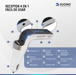 Receptor Bluetooth Usb Auto Microfono Manos Libres Fm 8 En 1