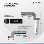 Receptor Bluetooth Usb Auto Microfono Manos Libres Fm 8 En 1