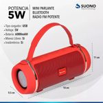 Parlante Portatil Bluetooth Suono Radio Fm Rojo