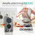 Anafe Domec AEX2G, eléctrico, 2 hornallas, acero inoxidable