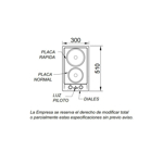 Anafe Domec AEX2G, eléctrico, 2 hornallas, acero inoxidable