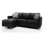 Sillón de 3 Cuerpos Esquinero Convertible 1.85MTS Ecocuero Negro