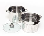 Olla Con Colapasta 24 Cm Ac. Inox. C Tapa De Vidrio Templado