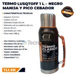 Termo Acero Inox 1 Litro Lusqtoff Negro Frio Calor Manija