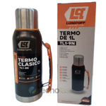 Termo Acero Inox 1 Litro Lusqtoff Negro Frio Calor Manija