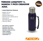 Termo Acero Inox 1 Litro Lusqtoff Azul Frio Calor Manija