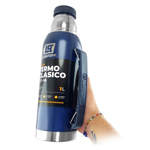 Termo Acero Inox 1 Litro Lusqtoff Azul Frio Calor Manija