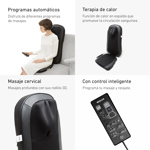 Asiento Masajeador Wolke Cervical + Espalda + Glúteos con Rodillos Calor Cosmic