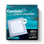 Plafon Led Cuadrado Candela Embutir 18w Luz Fria (6827)