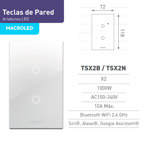 Tecla de Pared Smart Táctil 2 Canales Macroled TSX2 Blanca