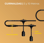 Guirnalda Exterior Macroled 5mts 10 Portalampara Apto Led