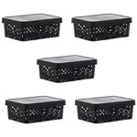 SET 5 CAJAS ORGANIZADORAS TRENDY BOX BAJAS APILABLE MULTIUSO NEGRO