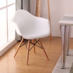 Sillón Eames Cocina Comedor Plástico Y Patas De Madera Blanco