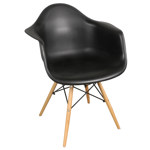 Sillón Eames Cocina Comedor Plástico Y Patas De Madera Negro