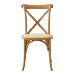 Silla Cross De Madera Asiento Esterilla De Rattan Premium Roble Claro