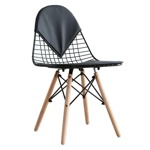 Silla Bertoia Eames Nórdica Patas De Madera Cocina Comedor Negro