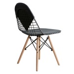 Silla Bertoia Eames Nórdica Patas De Madera Cocina Comedor Negro