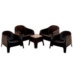 Juego de 4 Sillones Modelo Skarpo Negro Ecologico con mesa auxiliar Sunset