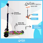 Monopatin Overtech Maxi-891 Plegable Niños 4 Ruedas Led Reforzado 80kg Negro Graffiti