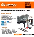 Martillo Demoledor Daewoo Dadh1050 1050w 2900bpm Con Maletin