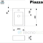 Bacha Piazza De Porcelana De Apoyar Rectangular A146 Loza