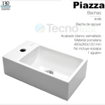 Bacha Piazza De Porcelana De Apoyar Rectangular A146 Loza