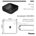 Lavatorio Bacha Black Baño Apoyo Pileta Piazza A423 Negra