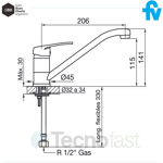 Griferia Cocina Monocomando Fv Arizona Mesada 0411.01/b1 Cr