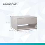 Combo x2 Mesa De Luz Flotante Mesita Colgante Con Cajon Acabado Brillante Blanco