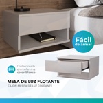 Combo x2 Mesa De Luz Flotante Mesita Colgante Con Cajon Acabado Brillante Blanco