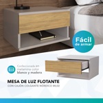 Combo x2 Mesa De Luz Flotante Mesita Colgante Con Cajon Acabado Brillante Nordico