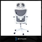 Bynox silla de oficina c/apoya cabeza y ajuste lumbar blanca