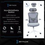 Bynox silla de oficina c/apoya cabeza y ajuste lumbar blanca