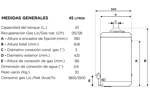 Termotanque Multigas Escorial 43L Conex Superior de Colgar