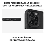 FUNDA CARRELLO PARA IPHONE 15 PRO NEGRA COMPATIBLE CON CARGADOR MAGSAFE