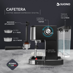 Cafetera Expresso Digital Suono Automática 1.5 L Acero Inox