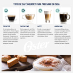 Cafetera Espresso y Cappuccino Oster c/Espumador de Leche