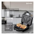 Sandwichera Waflera 3 En 1 Suono Antiadherente Acero Inox