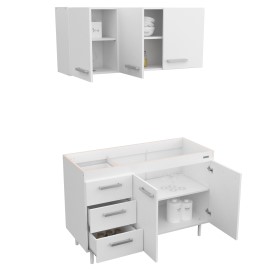 Combo Cocina 1.20 Express Blanco Melamina S/Bacha