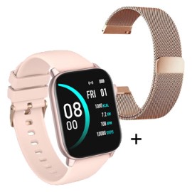 Reloj Inteligente Mujer Smartwatch Nictom NT14 Sumergible + Malla Metal Rosa de Regalo