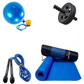 Kit9 Mat + Soga Saltar + Rueda Abdominal + Pelota Es...