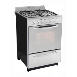 Cocina Domec CXULEAV Reflex, Multigas, 56 cms, luz, encendido, autolimpiante, ac inox, fte espejado