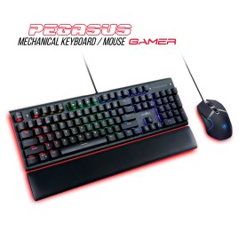 Combo Kit Gamer Teclado Mecanico + Mouse Optico  Peg...